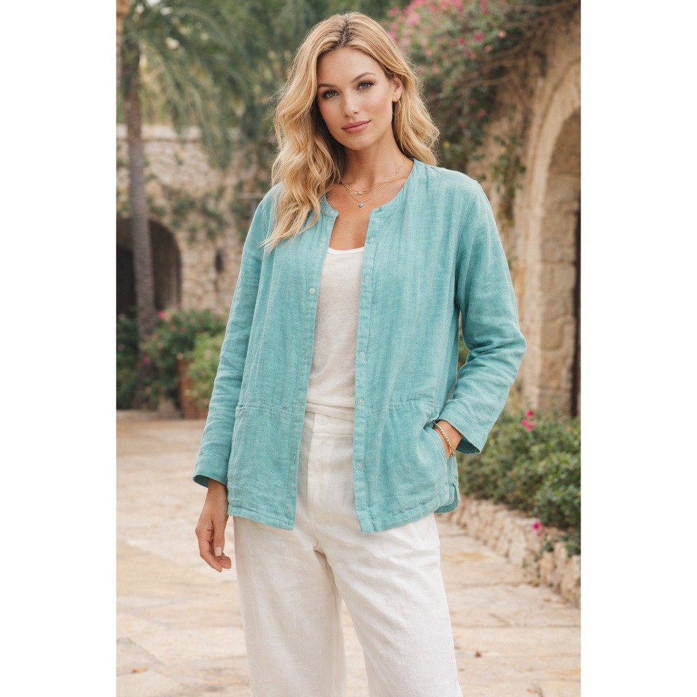 Sigrid Olsen Sport Jacket Womens XL Blue Coastal Minimalist Boho Summer Layering